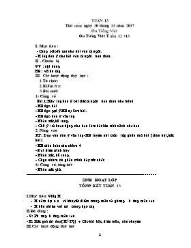 Giáo án Tổng hợp Lớp 5 - Tuần 13 - Năm học 2017-2018 (Buổi 2)