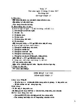 Giáo án Tổng hợp Lớp 5 - Tuần 17 - Năm học 2017-2018 (Buổi 2)