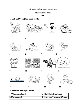 06 Đề kiểm tra môn Tiếng Anh lớp 4 - Năm học 2019-2020