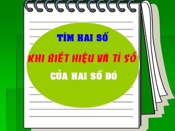 Bài giảng Toán lớp 4 - Bài: Tìm hai số khi biết hiệu và tỉ số của hai số đó