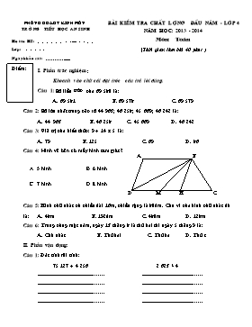 Bài kiểm tra chất lượng đầu năm học môn Toán lớp 4 - Năm học 2013-2014 - Trường Tiểu học An Sinh