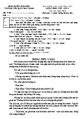 Bài kiểm tra cuối học kì 1 môn Tiếng Việt và Toán lớp 4 - Năm học 2014-2015 - Trường Tiểu học Thái Thịnh (Có hướng dẫn chấm)