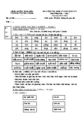 Bài kiểm tra định kì cuối học kì 1 môn Tiếng Việt lớp 1 - Năm học 2014-2015 - Trường Tiểu học Thái Thịnh