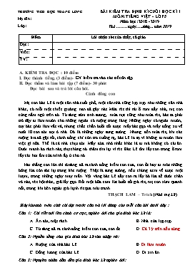 Bài kiểm tra định kì cuối học kì 1 môn Tiếng Việt lớp 5 - Năm học 2018-2019 - Trường Tiểu học Thăng Long