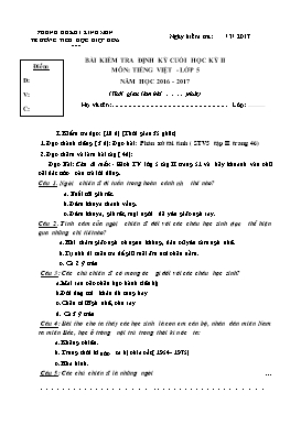 Bài kiểm tra định kì cuối học kì 2 môn Tiếng Việt lớp 5 - Năm học 2016-2017 - Trường Tiểu học Hiệp Hòa