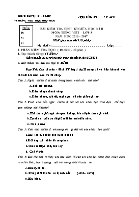 Bài kiểm tra định kì giữa học kì 2 môn Tiếng Việt lớp 5 - Năm học 2016-2017 - Trường Tiểu học Hiệp Hòa