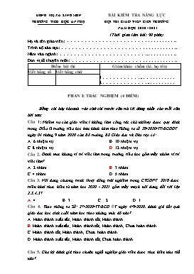 Bài kiểm tra năng lực hội thi giáo viên giỏi trường - Năm học 2020-2021 - Trường Tiểu học An Phụ