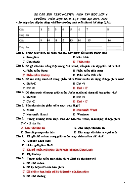 Bộ câu hỏi trắc nghiệm môn Tin học lớp 4 - Năm học 2019-2020 - Trường Tiểu học Giao Lạc (Có đáp án)