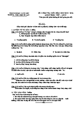 Đê kiểm tra chất lượng cuối năm học môn Tiếng Việt lớp 5 - Năm học 2015-2016 - Trường Tiểu học Tử Lạc