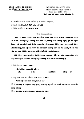 Đề kiểm tra cuối năm môn Tiếng việt lớp 5 - Năm học 2015-2016 - Trường Tiểu học Thái Thịnh