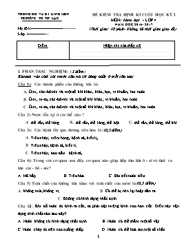 Đề kiểm tra định kì cuối học kỳ 1 môn Khoa học lớp 4 - Năm học 2016-2017 - Trường Tiểu học Tử Lạc