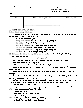 Đề kiểm tra định kì cuối học kỳ môn Tiếng Việt lớp 2 - Năm học 2018-2019 - Trường Tiểu học Tử Lạc