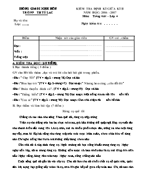 Đề kiểm tra định kì giữa học kỳ 2 môn Tiếng Việt lớp 4 - Năm học 2016-2017 - Trường Tiểu học Tử Lạc