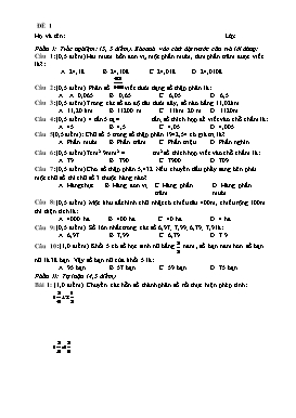 Đề ôn tập học kì 1 môn Toán lớp 5 - Trường Tiểu học Xuân Tiến (Đề 1)