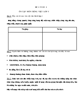 Đề ôn tập Tiếng việt lớp 5 Tuần 1 (Có đáp án)