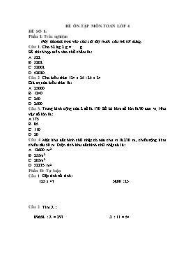 Đề ôn tập Toán lớp 4 - Trường Tiểu học Xuân Tiến (Đề số 1)