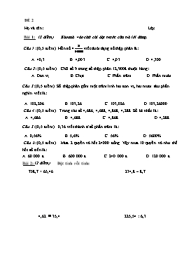 Đề ôn tập Toán lớp 5 - Trường Tiểu học Xuân Tiến (Đề số 2)