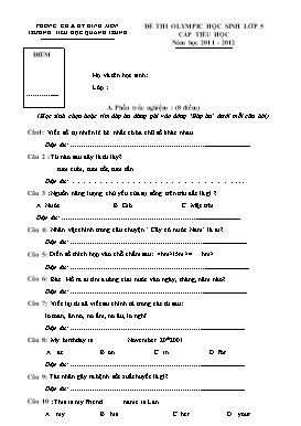 Đề thi Olympic học sinh lớp 5 cấp tiểu học - Năm học 2011-2012 - Trường Tiểu học Quang Trung