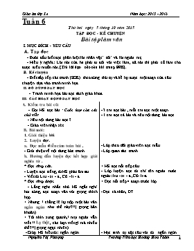 Giáo án Chương trình giảng dạy lớp 3 - Tuần 06 Năm học 2015-2016 - Trường Tiểu học Hiệp Hòa