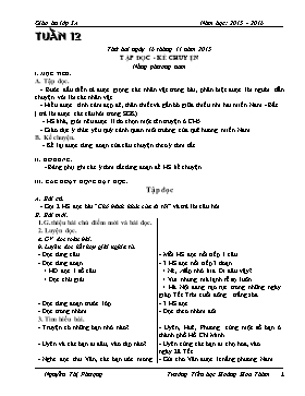 Giáo án Chương trình giảng dạy lớp 3 - Tuần 12 Năm học 2015-2016 - Trường Tiểu học Hoàng Hoa Thám