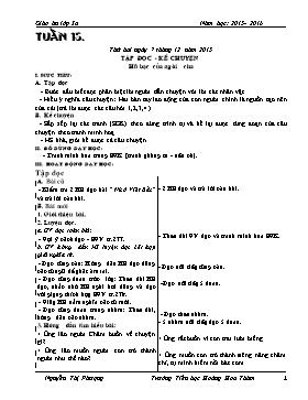 Giáo án Chương trình giảng dạy lớp 3 - Tuần 15 Năm học 2015-2016 - Trường Tiểu học Hoàng Hoa Thám
