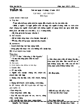 Giáo án Chương trình giảng dạy lớp 3 - Tuần 16 Năm học 2015-2016 - Trường Tiểu học Hoàng Hoa Thám