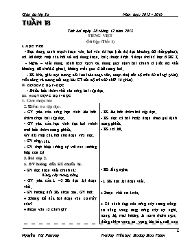 Giáo án Chương trình giảng dạy lớp 3 - Tuần 18 Năm học 2015-2016 - Trường Tiểu học Hoàng Hoa Thám