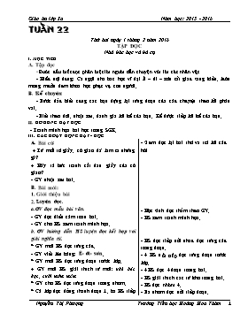 Giáo án Chương trình giảng dạy lớp 3 - Tuần 22 Năm học 2015-2016 - Trường Tiểu học Hoàng Hoa Thám