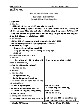 Giáo án Chương trình giảng dạy lớp 3 - Tuần 26 Năm học 2015-2016 - Trường Tiểu học Hoàng Hoa Thám