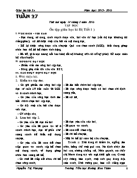 Giáo án Chương trình giảng dạy lớp 3 - Tuần 27 Năm học 2015-2016 - Trường Tiểu học Hoàng Hoa Thám