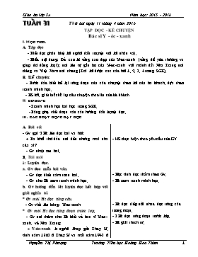 Giáo án Chương trình giảng dạy lớp 3 - Tuần 31 Năm học 2015-2016 - Trường Tiểu học Hoàng Hoa Thám