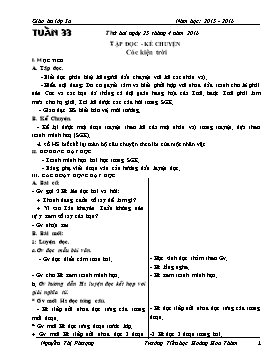 Giáo án Chương trình giảng dạy lớp 3 - Tuần 33 Năm học 2015-2016 - Trường Tiểu học Hoàng Hoa Thám