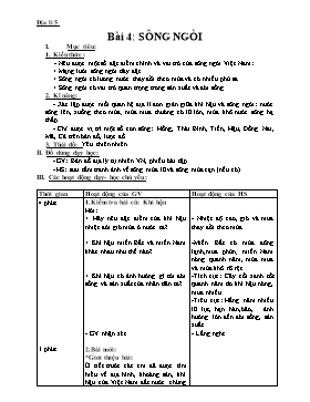 Giáo án Địa lí 5 - Bài 4: Sông ngòi