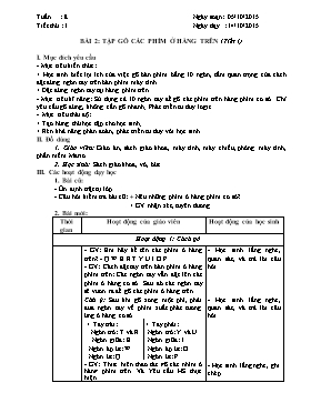 Giáo án Tin học lớp 3 - Bài 2: Tập gõ các phím ở hàng trên