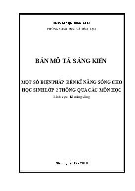 Một số biện pháp rèn kĩ năng sống cho học sinh lớp 2 thông qua các môn học