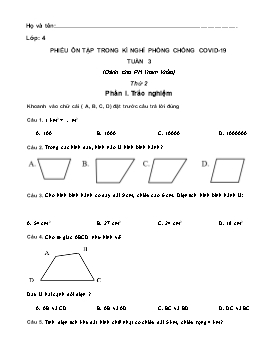 Phiếu ôn tập trong kì nghỉ phòng chống covid-19 môn Toán lớp 4 - Trường Tiểu học Xuân Tiến