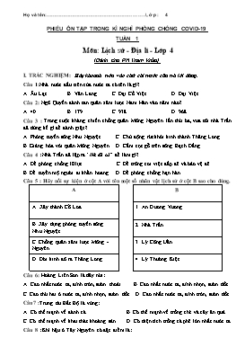 Phiếu ôn tập trong kì nghỉ phòng chống covid-19 Tuần 1 môn Lịch sử + Địa lý lớp 4