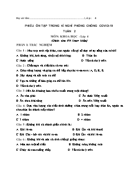 Phiếu ôn tập trong kì nghỉ phòng chống covid-19 Tuần 2 môn Khoa học + Lịch sử + Địa lý lớp 4