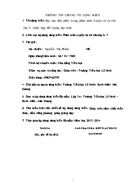 Sáng kiến kinh nghiệm Dạy học dấu phẩy trong phân môn Luyện từ và câu lớp 2- 3 phù hợp đối tượng học sinh