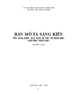 Sáng kiến kinh nghiệm Dạy một số yếu tố hình học cho học sinh lớp 5