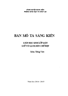 Sáng kiến kinh nghiệm Giúp học sình lớp Một giữ vở sạch rèn chữ đẹp