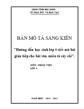 Sáng kiến kinh nghiệm Hướng dẫn học sinh lớp 4 viết mở bài gián tiếp cho bài văn miêu tả cây cối