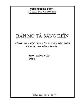 Sáng kiến kinh nghiệm Hướng dẫn học sinh lớp 5 luyện đọc diễn cảm trong môn Tập đọc