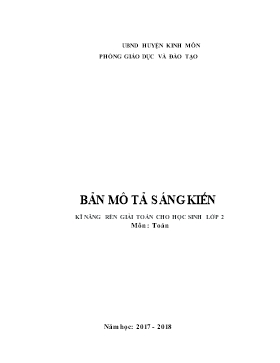 Sáng kiến kinh nghiệm Kĩ năng rèn giải toán cho học sinh lớp 2