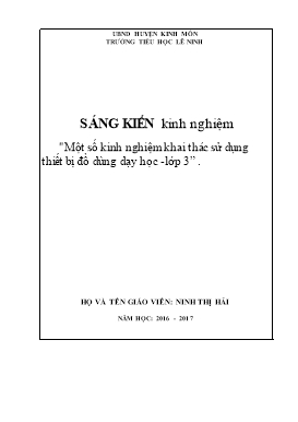 Sáng kiến kinh nghiệm Một số kinh nghiệm khai thác sử dụng thiết bị đồ dùng dạy học lớp 3 - Ninh Thị Hải