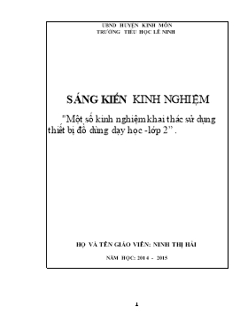 Sáng kiến kinh nghiệm Một số kinh nghiệm khai thác sử dụng thiết bị đồ dùng dạy học lớp 2