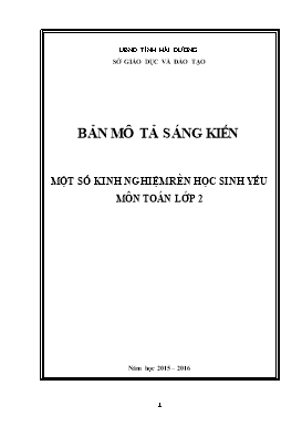 Sáng kiến kinh nghiệm Một số kinh nghiệm rèn học sinh yếu môn toán lớp 2