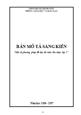 Sáng kiến kinh nghiệm Một số phương pháp để dạy tốt môn Âm nhạc lớp 5