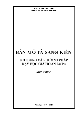 Sáng kiến kinh nghiệm Nội dung và phương pháp dạy học giải toán lớp 2