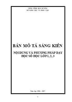 Sáng kiến kinh nghiệm Nội dung và phương pháp dạy học số học lớp 1, 2, 3